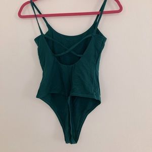 Parade vintage strappy bodysuit, pine dark green, size S